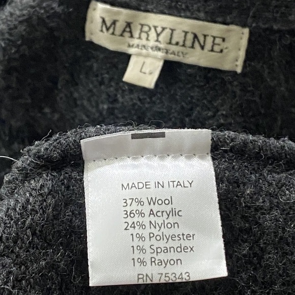 Maryline Cardigan Women L Sweater Moto Zipper Gray Black Wool Blend Mixed Media - Picture 9 of 11